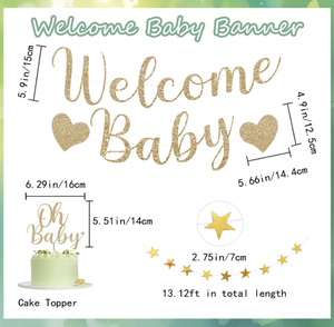 Bienvenido bebé Banner pastel Topper colgante blanco <span class=keywords><strong>verde</strong></span> papel pompones <span class=keywords><strong>linterna</strong></span> globos punto estrella guirnalda para decoración de fiesta de bienvenida al bebé - Product Image 3
