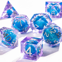 Ensemble de 7 dés polyédriques à bords tranchants Dragon Eye, dés en résine à noyau liquide œil flottant pour D&D (Dungeons and Dragons)