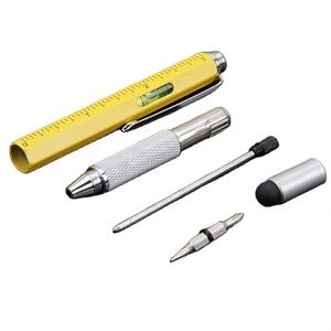 Multi Functional Metal Ballpoint <b>Pen</b> With Ruler Level Screwdriver Touch Tip Office School Use - Product Image 2