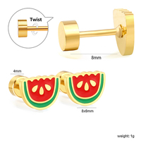 Boucles d'oreilles en acier inoxydable 316L émaillées pour femmes, designs mignons, couleur or, styles multiples, hypoallergéniques, personnalisables