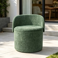Pouf de rangement en chenille - Pouf rond pliable avec dossier - Tabouret de coiffeuse convertible en forme de cylindre pour salon