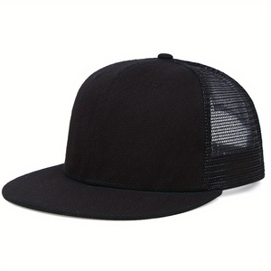 Bán buôn hai giai điệu Snapback lưới mũ nón đồng bằng trống màu đen trắng Acrylic hip hop thời trang - Product Image 4
