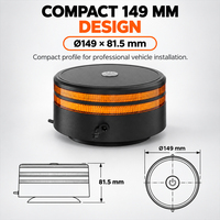 Lampe de signalisation LED rechargeable 25W 12/24V, clignotante, rotative, à double rangée, visibilité à 360°, IP67, couleur ambre