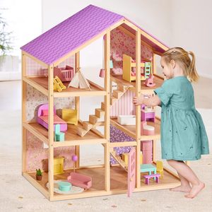 <span class=keywords><strong>Casa</strong></span> delle Bambole in Legno per Bambine - 6 Stanze, <span class=keywords><strong>Casa</strong></span> delle Bambole Fai-da-Te <span class=keywords><strong>con</strong></span> 31 Pezzi di Mobili e Accessori - Product Image 1