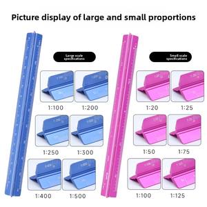 Regla de <span class=keywords><strong>escala</strong></span> de arquitecto triangular de tres filos de metal de aleación de aluminio de 30CM/12 pulgadas - Product Image 3
