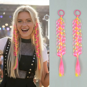 Colorful Bubble Loop <b>Braid</b> Wig Hair Tie Gradient Fake <b>Braid</b> Elastic Hair Rope Girls Festival Party Dress Up Hair <b>Accessories</b> - Product Image 1