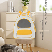 Sac à dos de transport pour animaux de compagnie (chats, chiens) en polyester Oxford souple, extensible, carré, avec fenêtre en maille, style classique et luxueux, idéal pour vélo