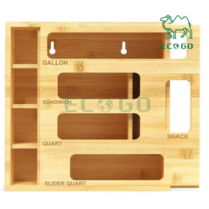 Bamboo Food <b>Storage</b> Ziplock Bags Organizer With Slider <b>Kitchen</b> Plastic Bags <b>Storage</b> Organizer - Product Image 6