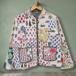 Quilted Cotton Patchwork Reversible Green Solid Women's Winter <b>Jacket</b> New Arrival Elegant Mandarin Collar Regular Length <b>Fleece</b> - Product Image 3