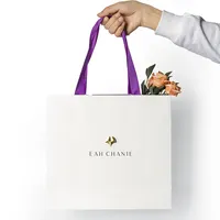 Benutzer definierte private Logo gedruckt schwarz rosa kleine personal isierte Luxus-Einkaufstasche Geschenk Papiertüten mit Band Griffe für Schmuck