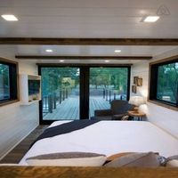 Cabines solaires portables, maisons modulaires préfabriquées, conteneurs de luxe, mini-maisons préfabriquées avec patio, utilisation Airbnb