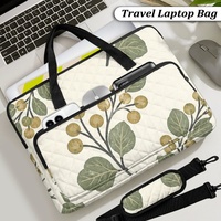 Sac pour ordinateur portable matelassé à imprimé tropical personnalisé, motif feuille hawaïenne, style Art déco floral, pour le shopping, les voyages et le transport quotidien
