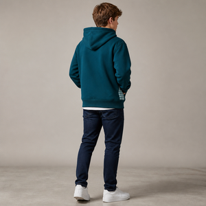 Sweat-shirt universitaire pour enfants, <span class=keywords><strong>pull</strong></span> style Letterman, garçons et filles, col rond, color block, polaire, manches longues, automne hiver, personnalisable pour l'école - Product Image 6