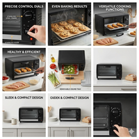 Four électrique multifonction mini portable avec minuterie de 60 minutes et 250 W ℃   Contrôle de température réglable pour la cuisson