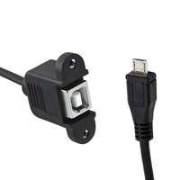 Kabel Data PVC Micro USB 5-Pin Male ke USB 2.0 B Female dengan Dudukan Panel Sekrup