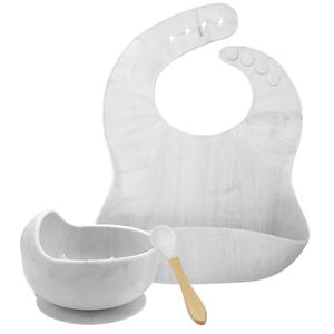 Juego de 3 piezas de silicona: Cuenco con ventosa, cuchara y babero para bebé, cuenco antideslizante que se mantiene en su lugar y cuchara de silicona suave para la primera etapa de alimentación del bebé. - Product Image 5