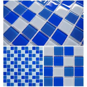 Azulejos de mosaico de cristal azul, 25x25mm, Dubái, para piscina