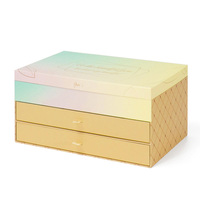 Calendrier de l'Avent de Luxe Portable 24 Jours, Boîte Cadeau Cosmétique Rigide à Double Tiroir avec Miroir, Emballage en Papier Vide pour Maquillage et Chocolats