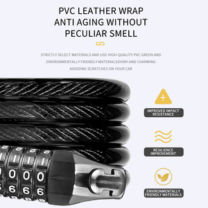 Lucchetto a Cavo in Acciaio per Bici MTB e da Strada - <span class=keywords><strong>Sicurezza</strong></span> Antifurto con <span class=keywords><strong>Password</strong></span> - Product Image 4