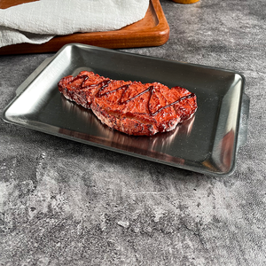 Plateau rectangulaire en <span class=keywords><strong>acier</strong></span> inoxydable 304 de qualité commerciale, design coréen moderne, plateau de service personnalisable pour restaurant et traiteur - Product Image 3
