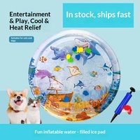 Matelas d'eau gonflable rafraîchissant en PVC pour chat et chien avec surface épaissie anti-rayures, motif jouet poisson, forme circulaire, toutes saisons