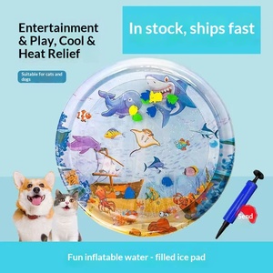 <span class=keywords><strong>Matelas</strong></span> d'eau <span class=keywords><strong>gonflable</strong></span> rafraîchissant en PVC <span class=keywords><strong>pour</strong></span> chat et chien avec surface épaissie anti-rayures, motif jouet poisson, forme circulaire, toutes saisons - Product Image 2