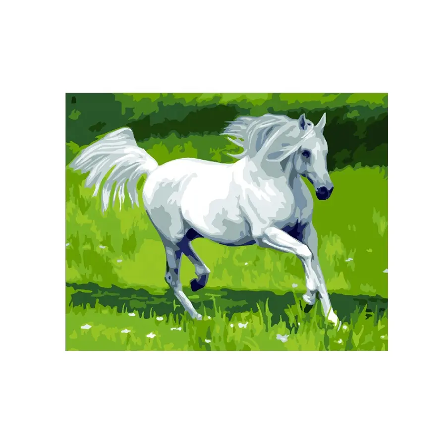 Home Decor Black White Horse Painting by Numbers with Frame DIY Drawing Kit For Adults