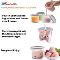 Máquina para Hacer Helados Anbolife para Uso Doméstico, Venta al por Mayor de Fábrica, Solo OEM, 12 Programas de un Toque, Carcasa de Plástico, Pantalla LED