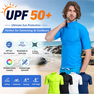 Camiseta de Manga Corta para Hombre con Protección Solar UPF 50+, Secado Rápido, Elástica en 4 Direcciones, para Surf y Natación, con Logotipo Personalizado, OEM, ODM - Product Image 1