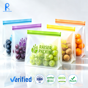 Sacs de congélation réutilisables imprimés sur mesure, étanches, en plastique, avec fermeture éclair, pour le déjeuner, en PEVA de qualité alimentaire, refermables, pour le stockage des aliments - Product Image 1