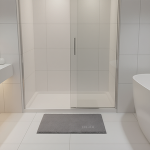 Tapis de bain en coton rectangulaire, couleur unie minimaliste, avec support en caoutchouc, confortable et antidérapant - Product Image 2