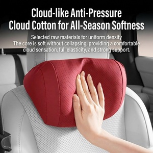 Coussin de soutien lombaire et appui-tête de siège auto en cuir Nappa de luxe avec mousse à mémoire de forme, support intérieur fixe et stable, compatible Mercedes BMW <span class=keywords><strong>Audi</strong></span> - Product Image 4