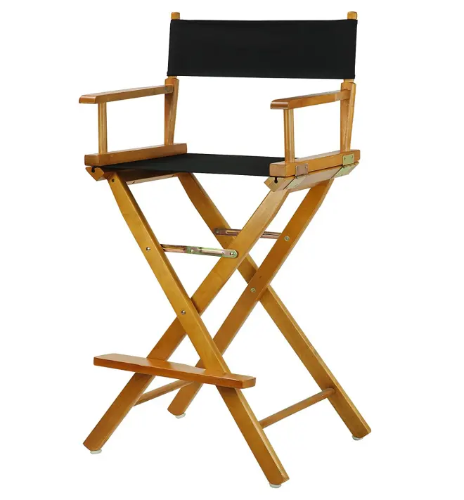 Folding Solid Wood Director Chair 30" Tall Wood Makeup Chair