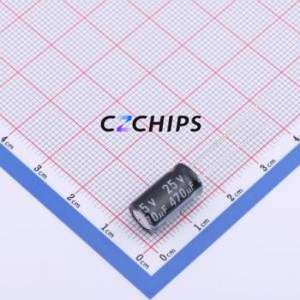 Condensador Electrolítico de Aluminio de Montaje Pasante CG471ME814BP, D8xL14mm 470uF 20% 25V 364mA-120kHz - Product Image 1