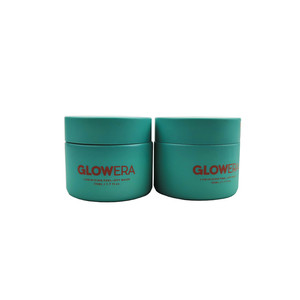 Cosméticos de embalaje azul crema de porcelana de ópalo blanco frascos de vidrio 50g de vidro <span class=keywords><strong>fosco</strong></span> olla cosmtique con la Tapa amarilla - Product Image 1