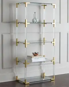 Customized Light Luxury High-end Metal Acrylic Display Rack Transparent Organic Bookshelf Boutique Jewelry Display Cabinet