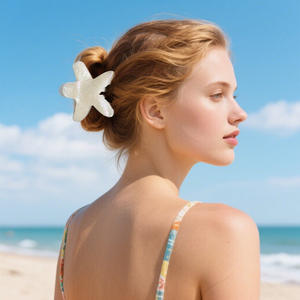 Nouvelle Pince à Cheveux Étoile de Mer Tendance Été, Mignonne et Brillante, en Acrylique Coloré, Pinces Requin en Résine et Métal, Accessoires pour Cheveux pour Femmes - Product Image 2