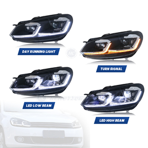 Feux avant HCMOTIONZ pour <span class=keywords><strong>Volkswagen</strong></span> <span class=keywords><strong>Golf</strong></span> 6 MK6 2008-2013, projecteur à ligne blanche, ensemble de feux avant de voiture - Product Image 3