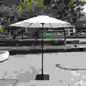 Parasols de jardin/terrasse à manivelle 100 % acier, couleur kaki, protection UV, commande par bouton, réglables, OEM - Product Image 1