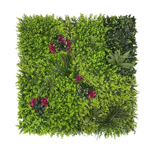 Linwoo dekorasi dinding tanaman buatan 3D, 1M x 1M ruang tamu hijau dinding tanaman logam tahan UV untuk rumah untuk halaman