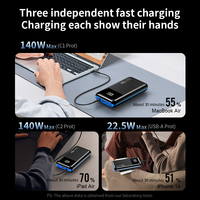 Nouvelle batterie externe bidirectionnelle pour ordinateur portable 140w 27000mah 130watt 20V Charge rapide Chargeur portable Téléphone Pd 25000mah Batterie externe pour ordinateur portable