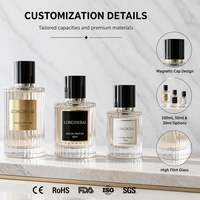 Flacon de parfum en verre transparent rond portable d'usine, vide, 30ML 50ML 100ML, rechargeable, avec bouchon magnétique et pulvérisateur à vis