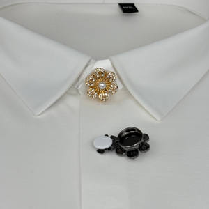 Ingrosso a 3 colori con bottoni a scatto a forma di fiore lucide perle artificiali in zirconi per camicie compleanni - Product Image 4