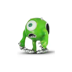 Pendentif breloque ours miel en alliage de zircon plaqué argent, motif crâne monstre de dessin animé, tendance, pour femme, cadeau, DIY - Product Image 5