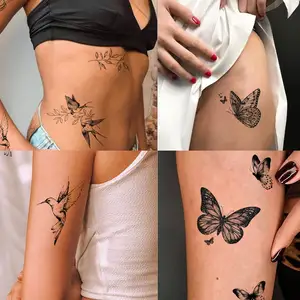Hot Ins TikTok Selling High Quality Black And White Fashion Butterfly Tattoo Sticker Custom