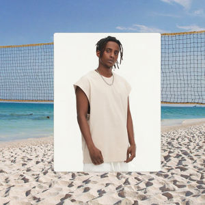 Gilet pour homme surdimensionné de style sport urbain d'été, personnalisé en usine, 230 g/m², 100 % coton tricoté, impression en relief, broderie 3D - Product Image 3