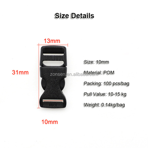 Hebilla de plástico KAM ecológica personalizada de <span class=keywords><strong>10mm</strong></span>, hebilla de Liberación lateral rápida de empalme de colores para correa, muñecas DIY - Product Image 3