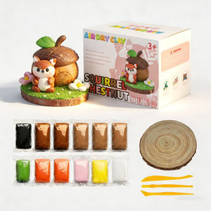 Kit de pâte à modeler douce auto-durcissante 12 couleurs avec outils de sculpture et tutoriels – Créations DIY artistiques et artisanales pour enfants (motif écureuil/châtaigne) - Product Image 2