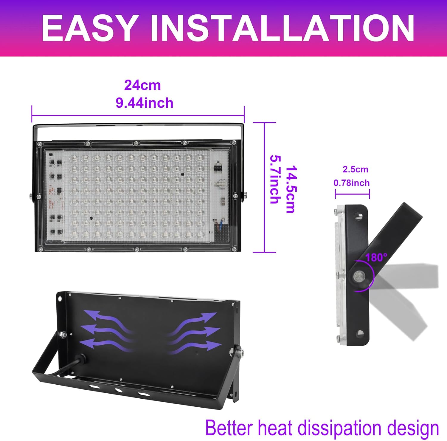 negro-100W-96pcs Leds{Sin soporte}