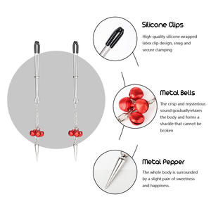 Mainan seks bel lada logam, klip puting dapat diatur tidak menusuk, mainan pasangan menggoda - Product Image 5